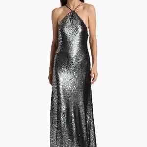 Toccin Gunmetal Sequined Gown, Size 10